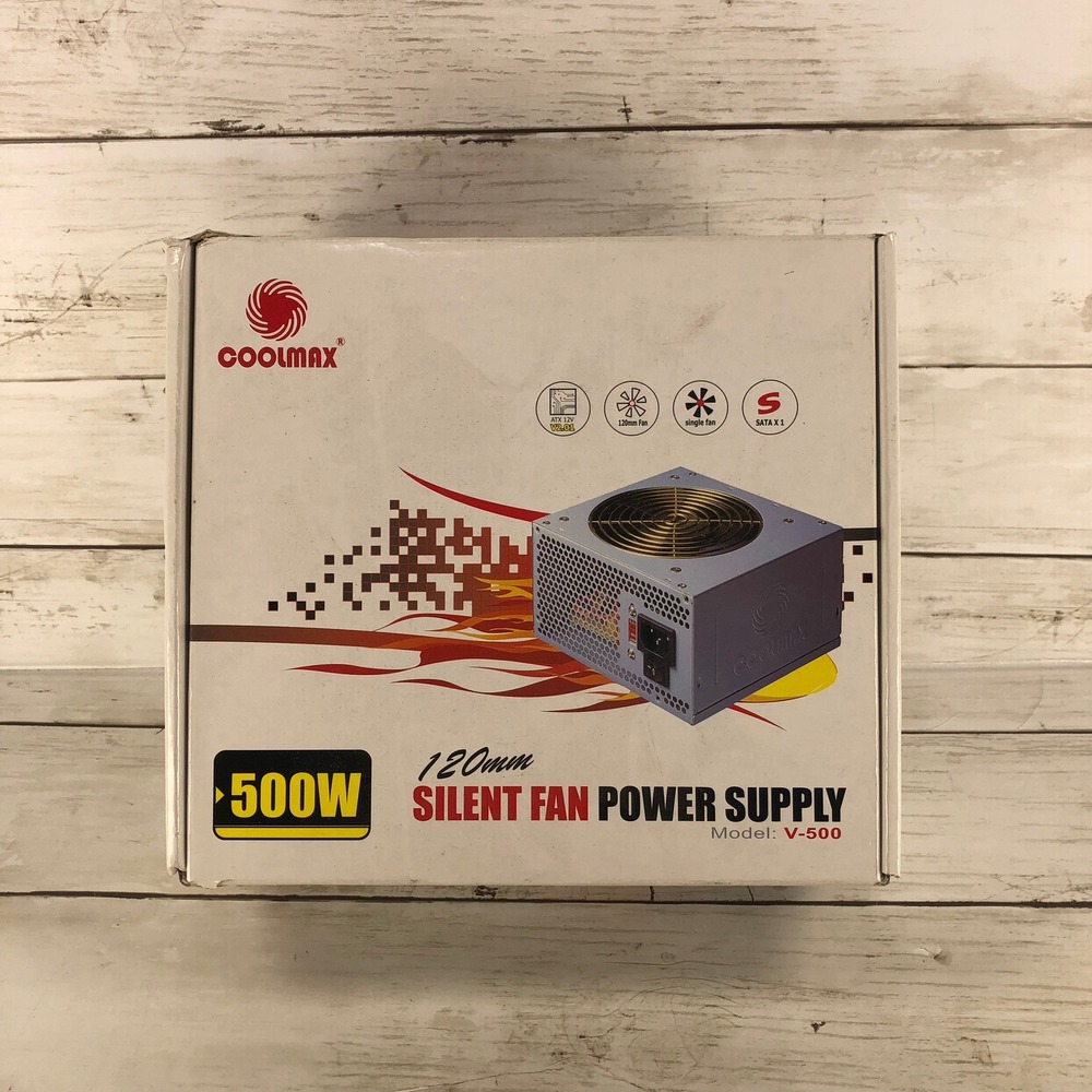 Coolmax V-500 500W ATX Power Supply 120mm Silent Fan PSU Grey New in Box